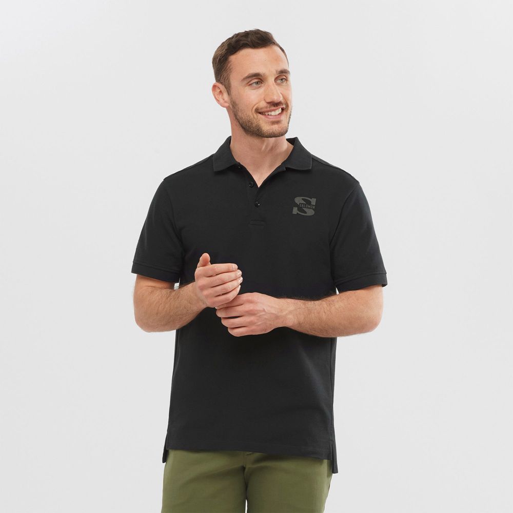 T-Shirts Salomon Homme Noir - Salomon OUTLIFE SS POLO M - France (6174-KOFLC)